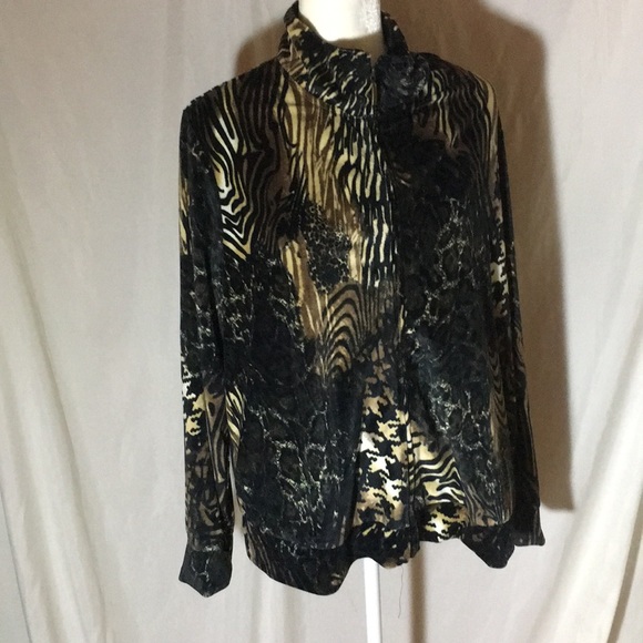 Kaktus Jackets & Blazers - Kaktus Animal Print Polyester Zippered Jacket